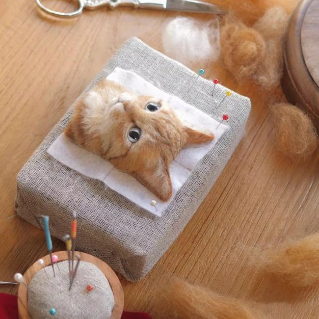 Народные умельцы: 3D-портреты кошек из шерсти